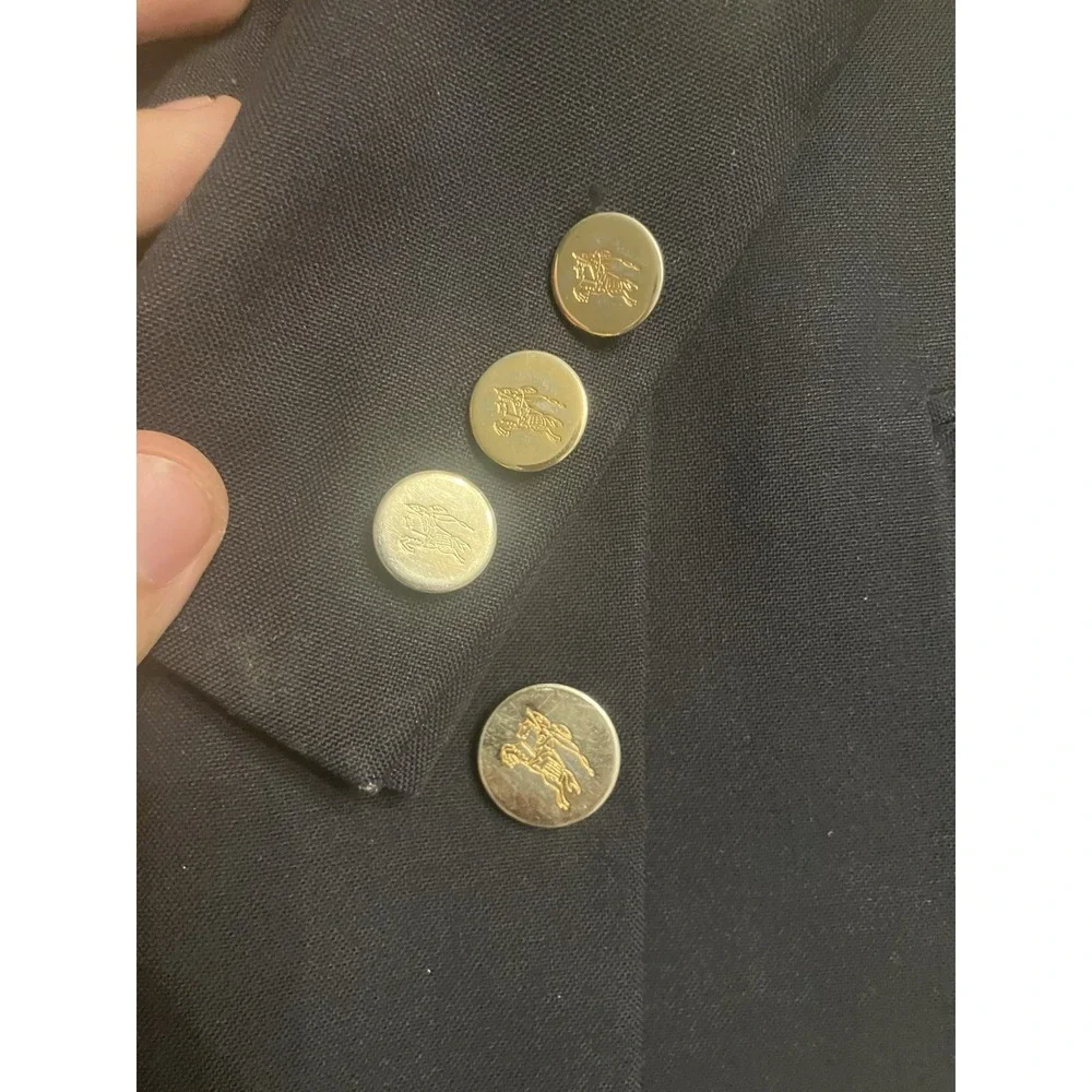 Vintage Burberrys Blazer Mens 42R Navy Blue Wool Sport Coat Jacket Gold Buttons